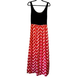 Maxi Dress with Pink and White Chevron Skirt - S